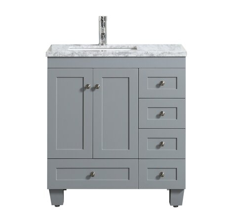 Narrow Bathroom Vanity Ideas: Inspiration | How to design a narrow bathroom vanity to add functionality to a small bathroom and maximize storage. These budget friendly DIY vanity plans will elevate a small bathroom with a pedestal sink with extra storage and clean, modern farmhouse design. #bathrooms #bathroomideas #DIYfurniture #DIY #DIYbathroom